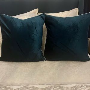 Adelina Anthropologie Teal Velvet 22 inch pillows (set of 2)